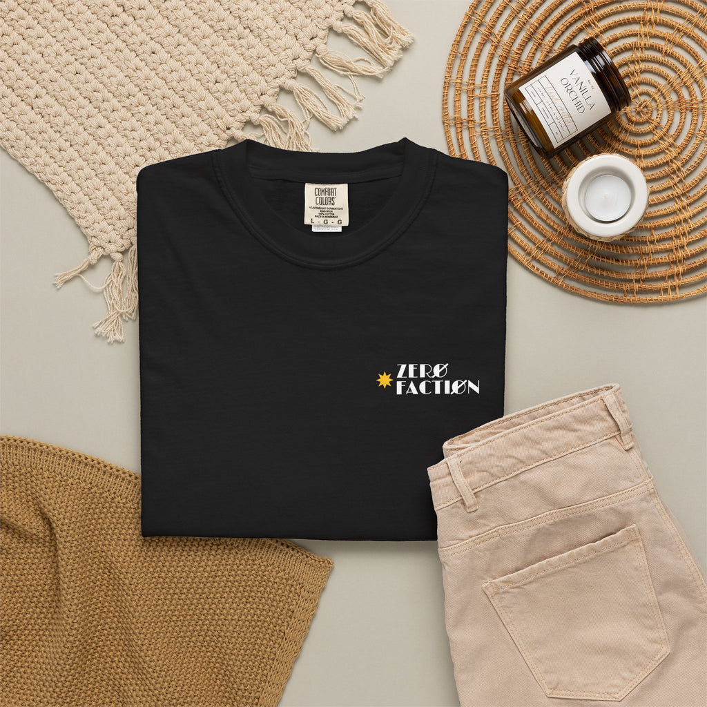 Zero Faction Vegas Marquee Logo tee, black, folded flat lay