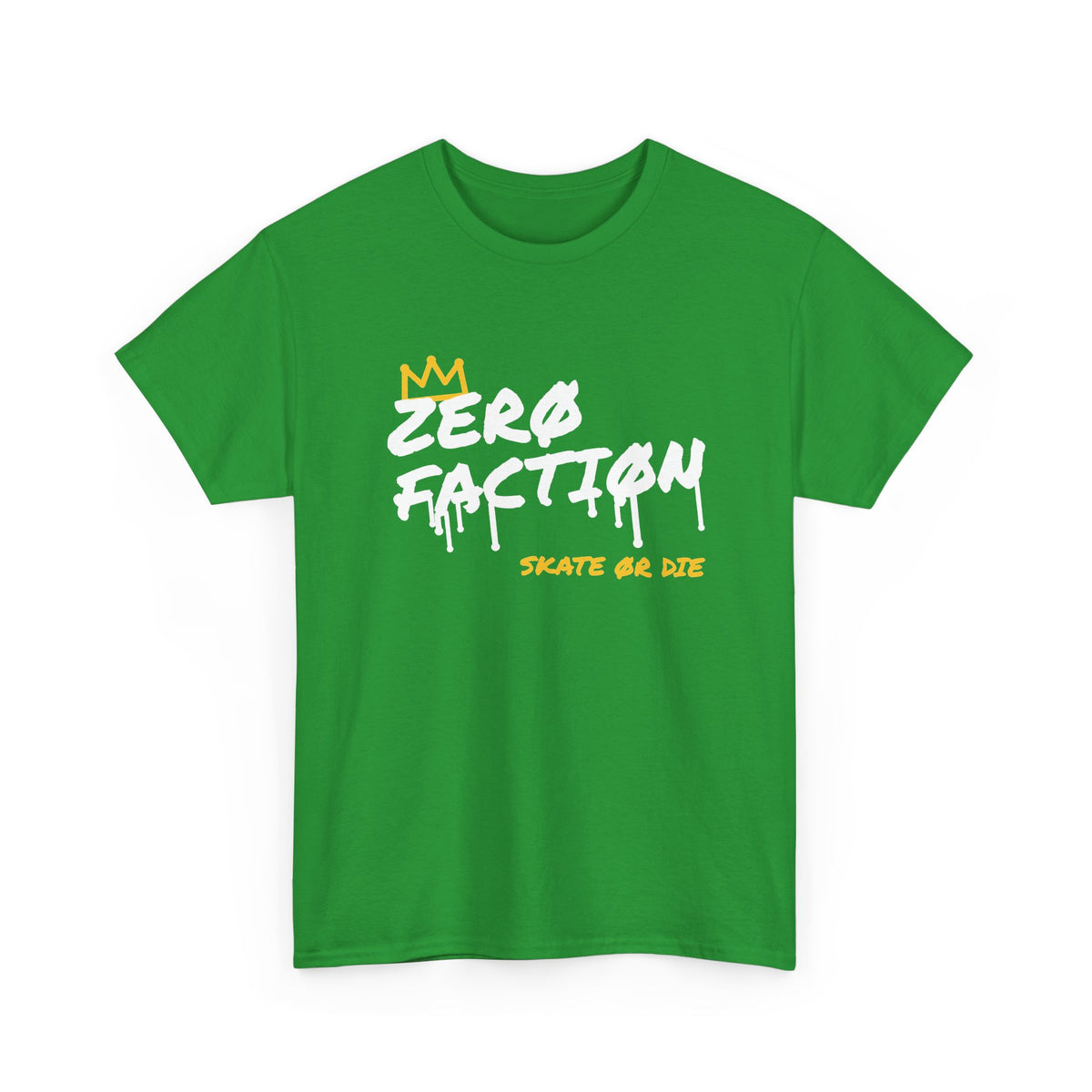 Zero Faction Graffiti Tag Logo tee, irish green, front view, graffiti tag logo print