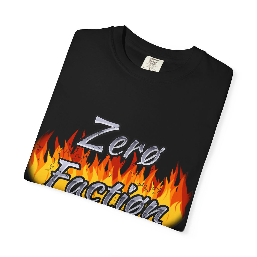 Flame Script Tee in Black, folded front view