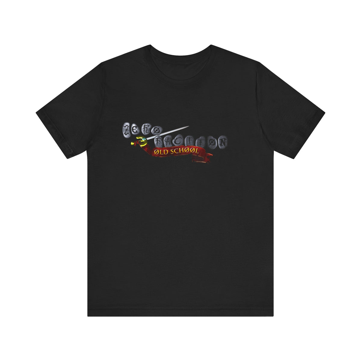 Factionscape Tee in Black, front view
