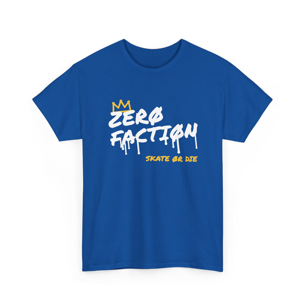 Zero Faction Graffiti Tag Logo tee, royal blue, front view, graffiti tag logo print