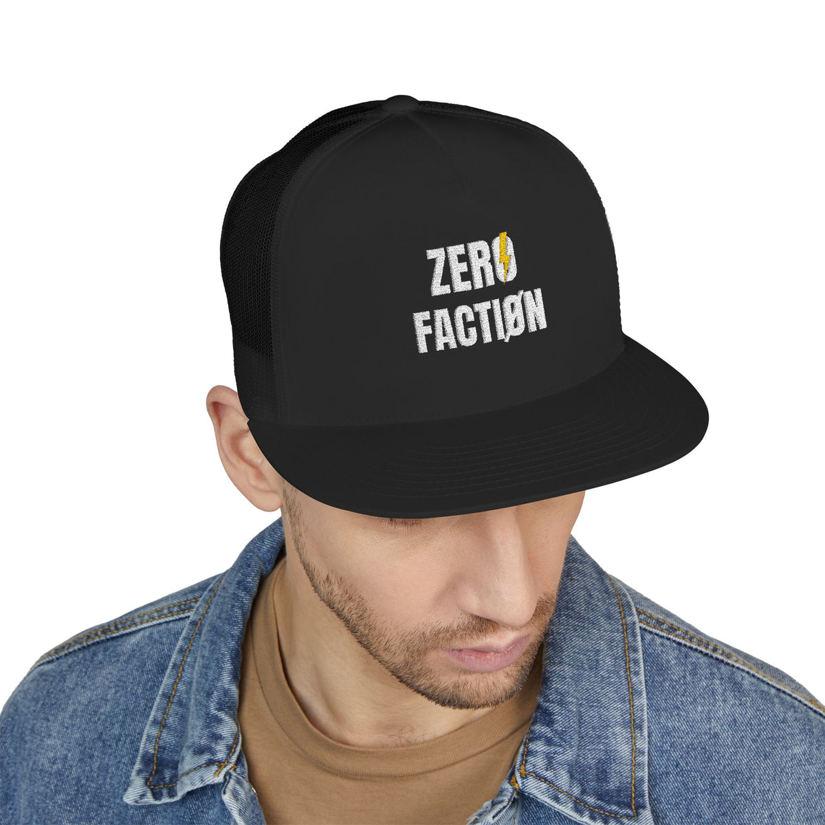 Mud Season Trucker Hat by Zero Faction, product mockup back view