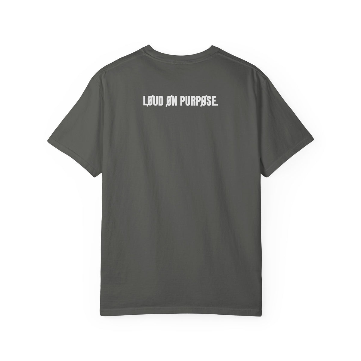 Flame Script Tee in Pepper, back view