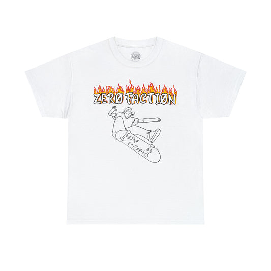 white skateboard fire tee