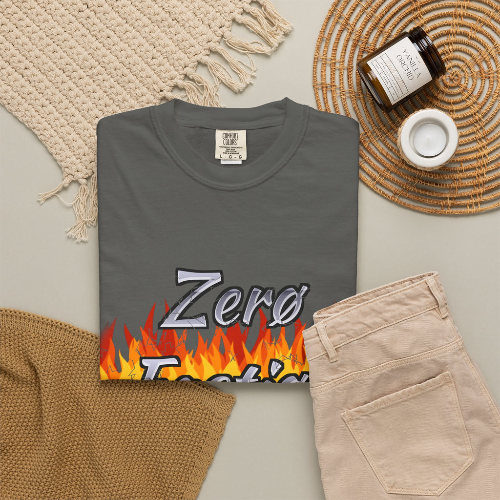 Flame Script Tee in Pepper, flat lay front view