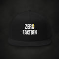 Mud Season Trucker Hat by Zero Faction, black flat bill snapback with embroidered logo and yellow lightning bolt, black background