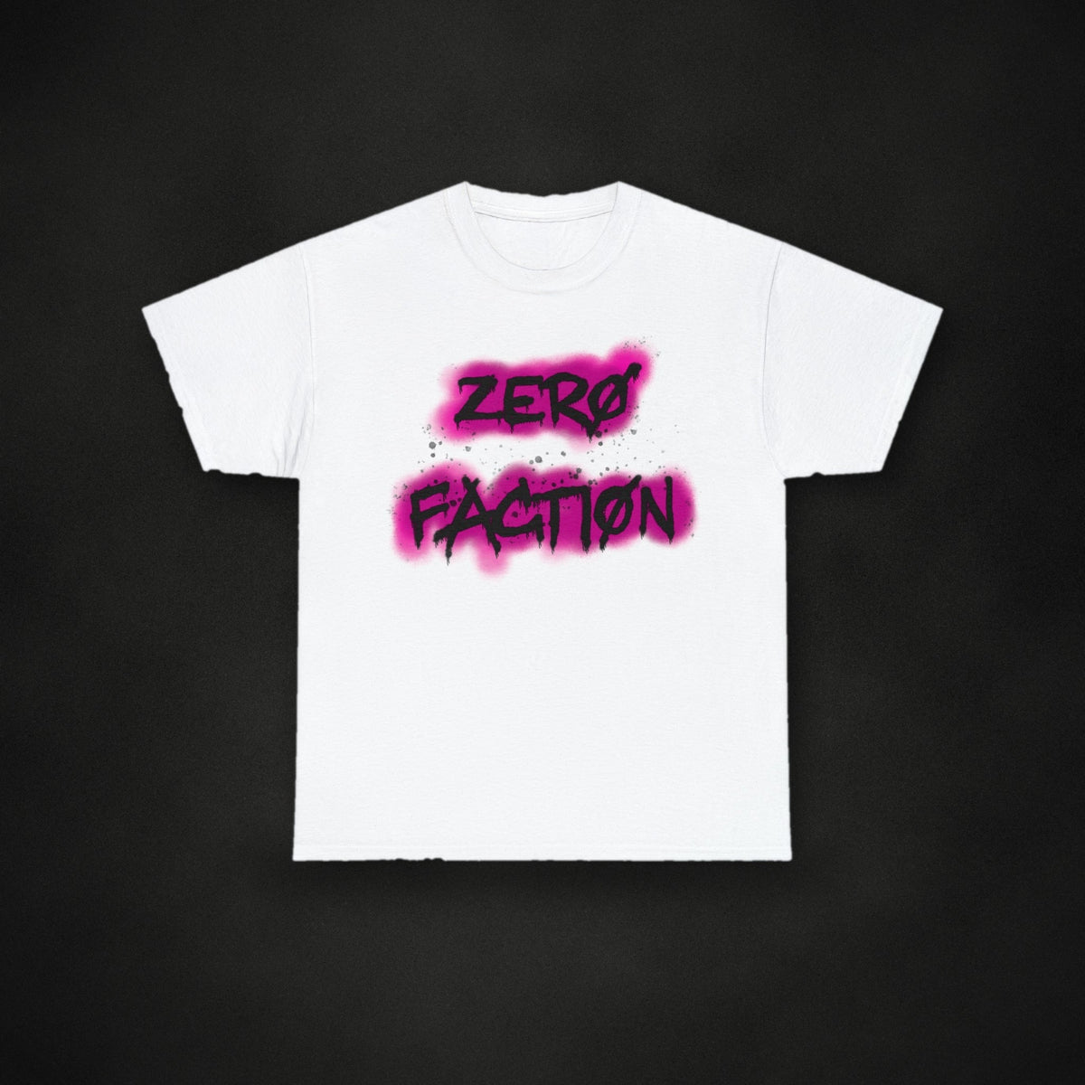 Zero Faction American Wasteland Tee, white, on dark asphalt backdrop