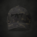 Zero Faction AR Faction Flexfit Hat, on dark asphalt backdrop
