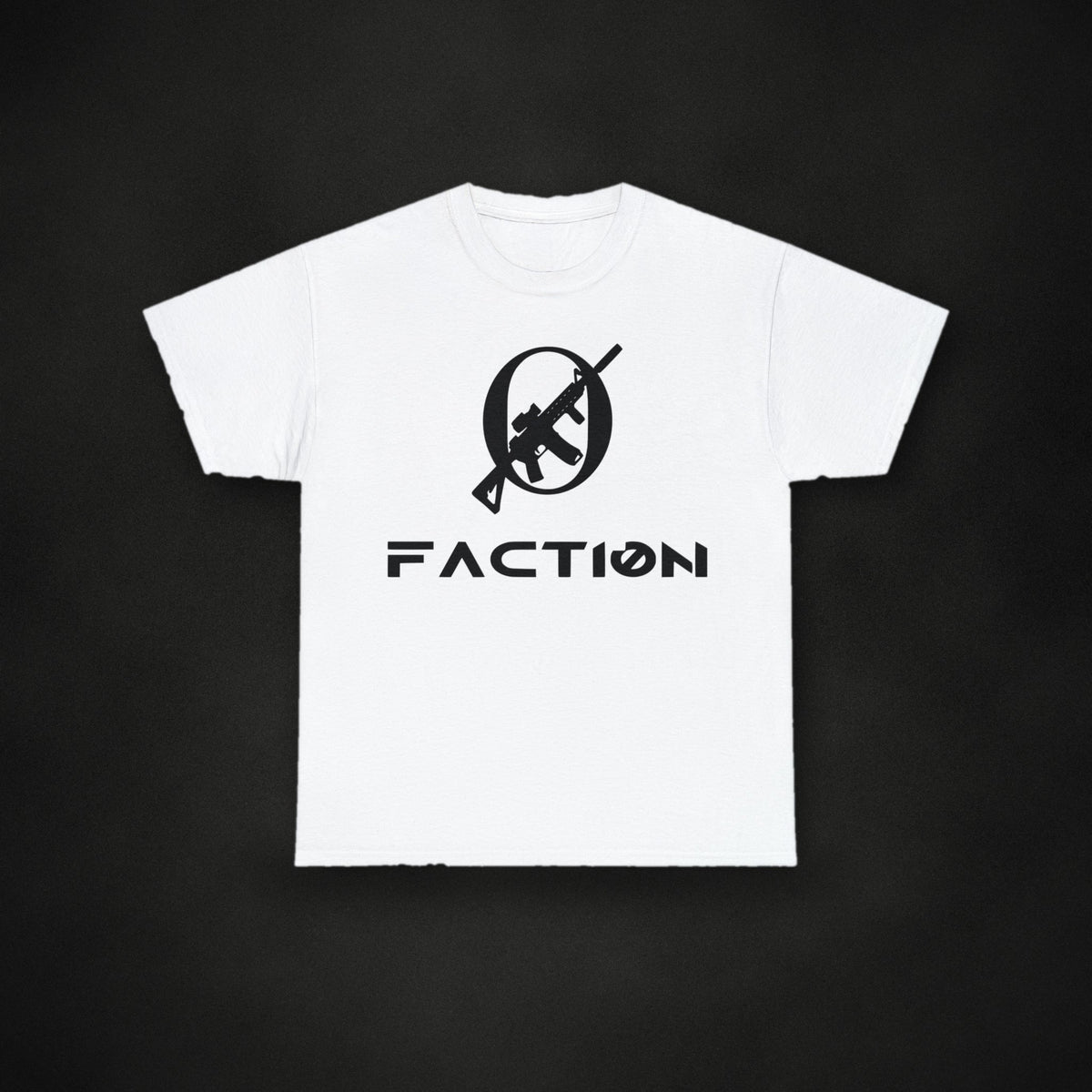 Zero Faction AR white, on dark asphalt backdrop