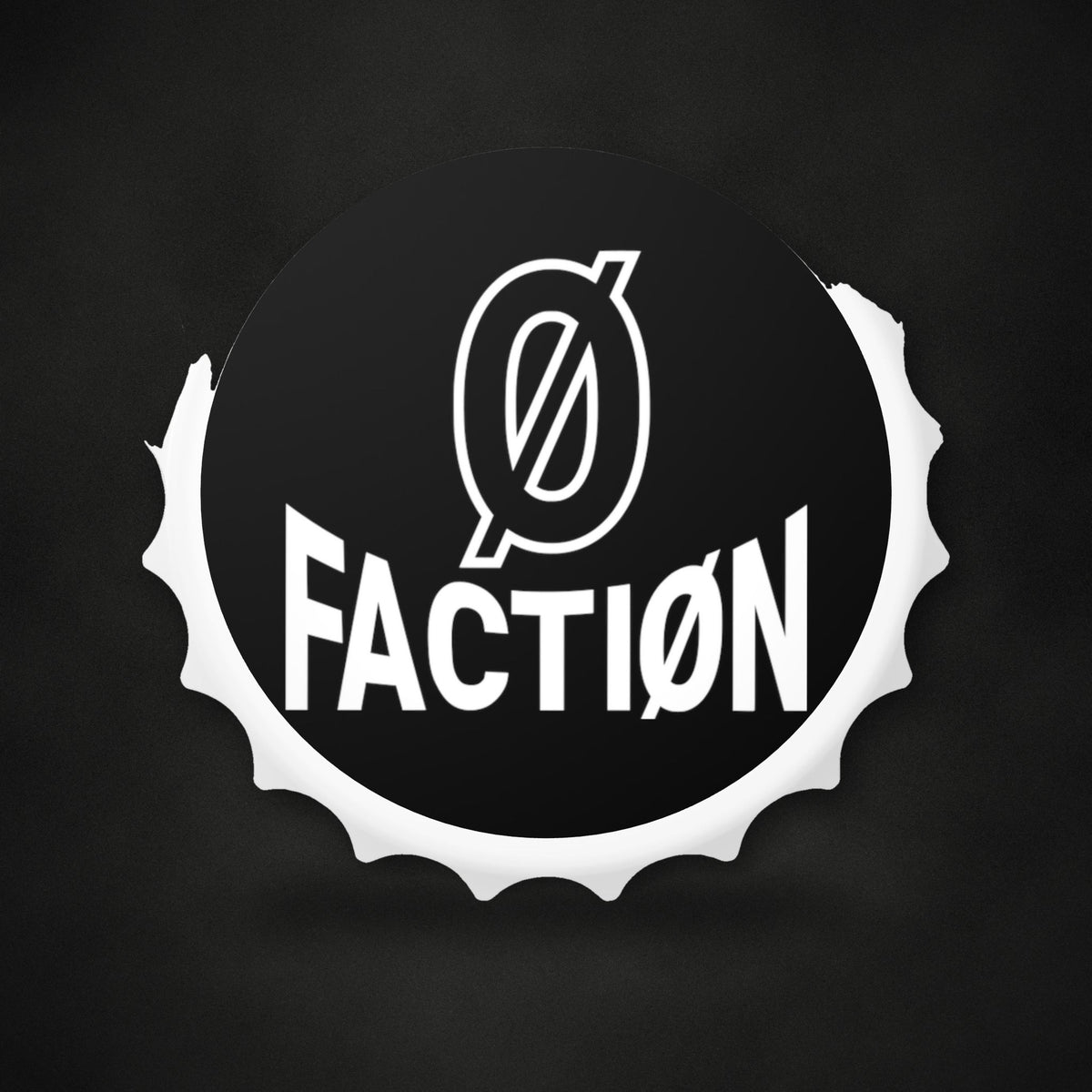 Zero Faction Bottle Opener, white, on dark asphalt backdrop