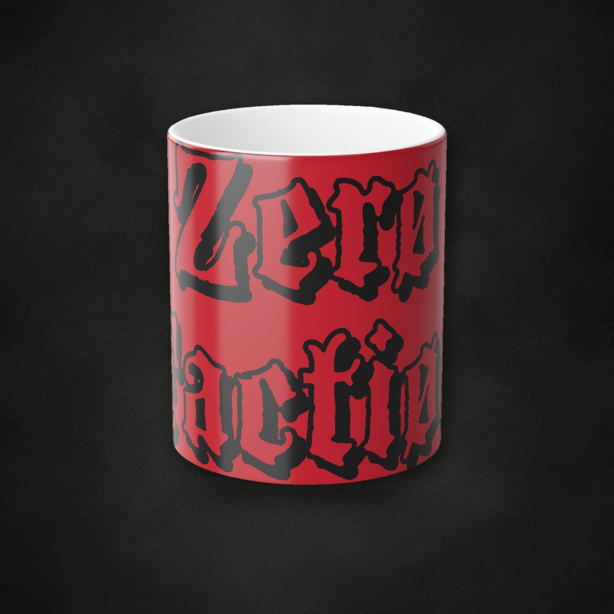 Zero Faction Color Morphing Mug, 11oz, on dark asphalt backdrop