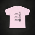 Zero Faction crossword tee pink, on dark asphalt backdrop
