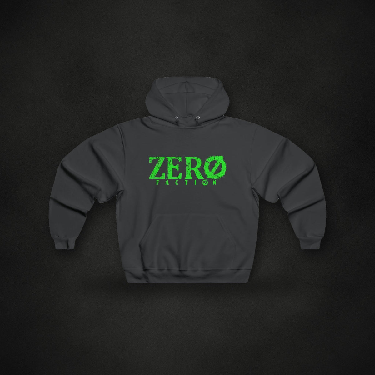 Zero Faction distressed vermin hoodie, on dark asphalt backdrop