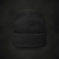 Zero Faction Embroidered Beanie, black, on dark asphalt backdrop