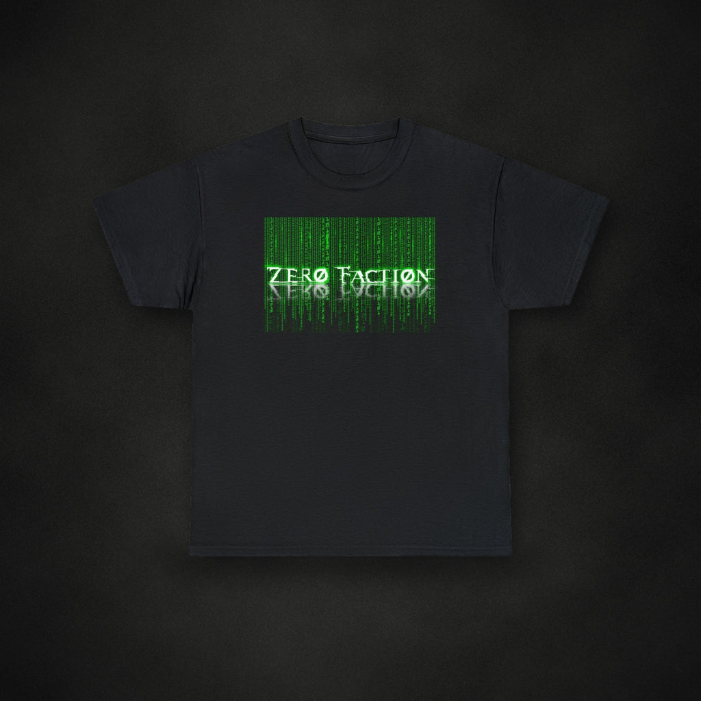 Zero Faction Enter The Faction Tee, on dark asphalt backdrop