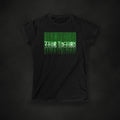 Zero Faction Enter the Faction Women's Tee, black, on dark asphalt backdrop