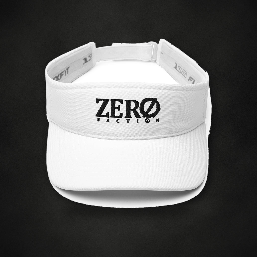 Zero Faction USA Faction white visor, on dark asphalt backdrop