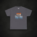 Zero Faction Fire & Ice Tee, charcoal, on dark asphalt backdrop