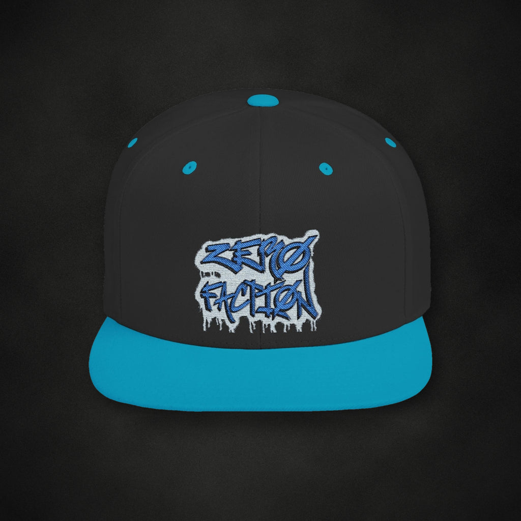 Zero Faction Graffiti Hat, black/teal, on dark asphalt backdrop