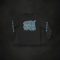 Zero Faction Graffiti Long Sleeve Shirt, black, on dark asphalt backdrop