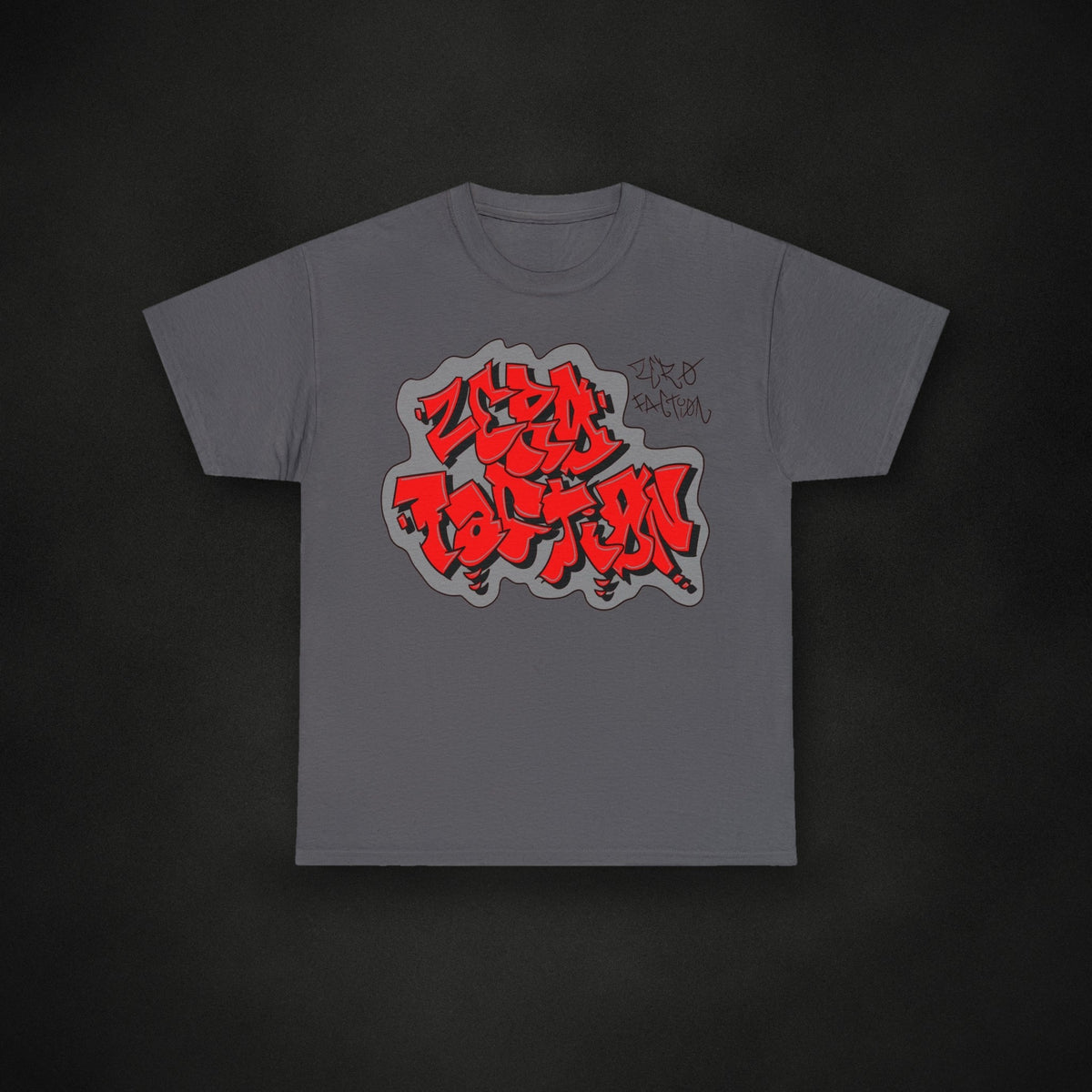 Zero Faction Jay Daddy Tee, on dark asphalt backdrop