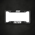 Zero Faction License Plate Frame, on dark asphalt backdrop
