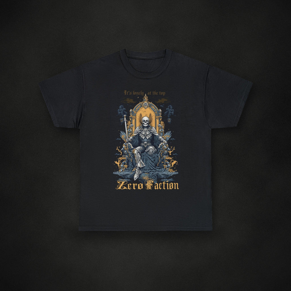 Zero Faction Lonely At The Top Tee, on dark asphalt backdrop