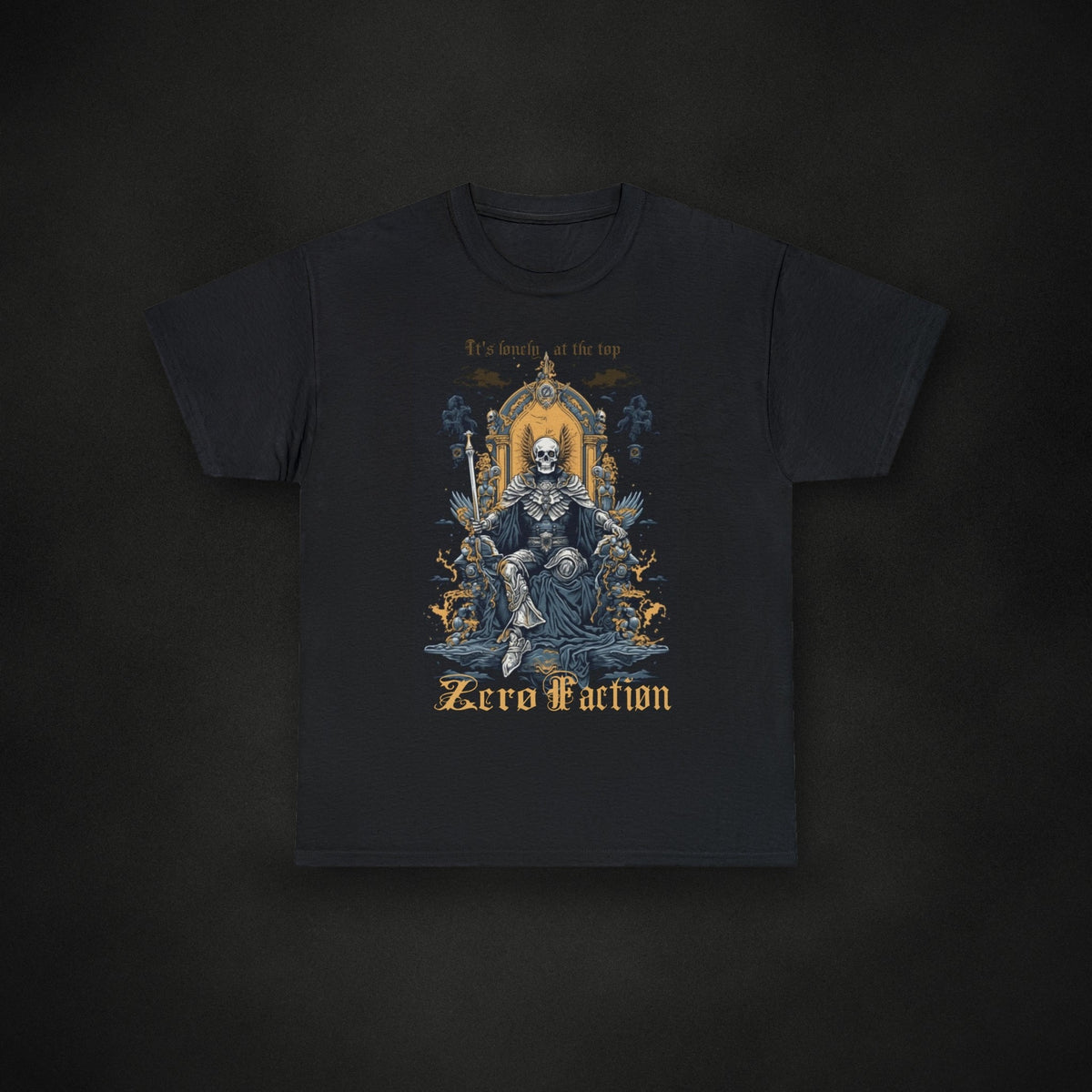 Zero Faction Lonely At The Top Tee, on dark asphalt backdrop