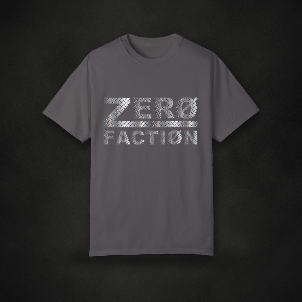 Zero Faction OG Billet Tee, graphite, on dark asphalt backdrop