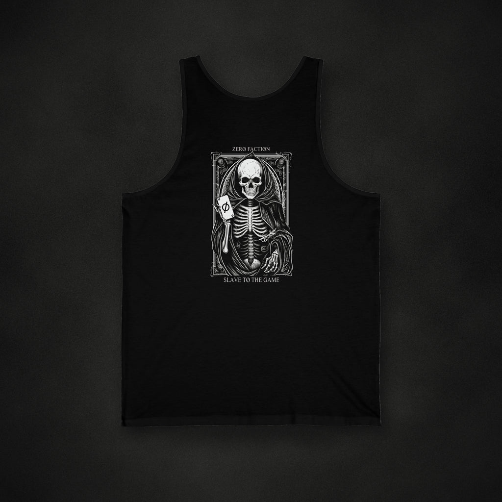 Zero Faction STTG Men's Tank Top, on dark asphalt backdrop