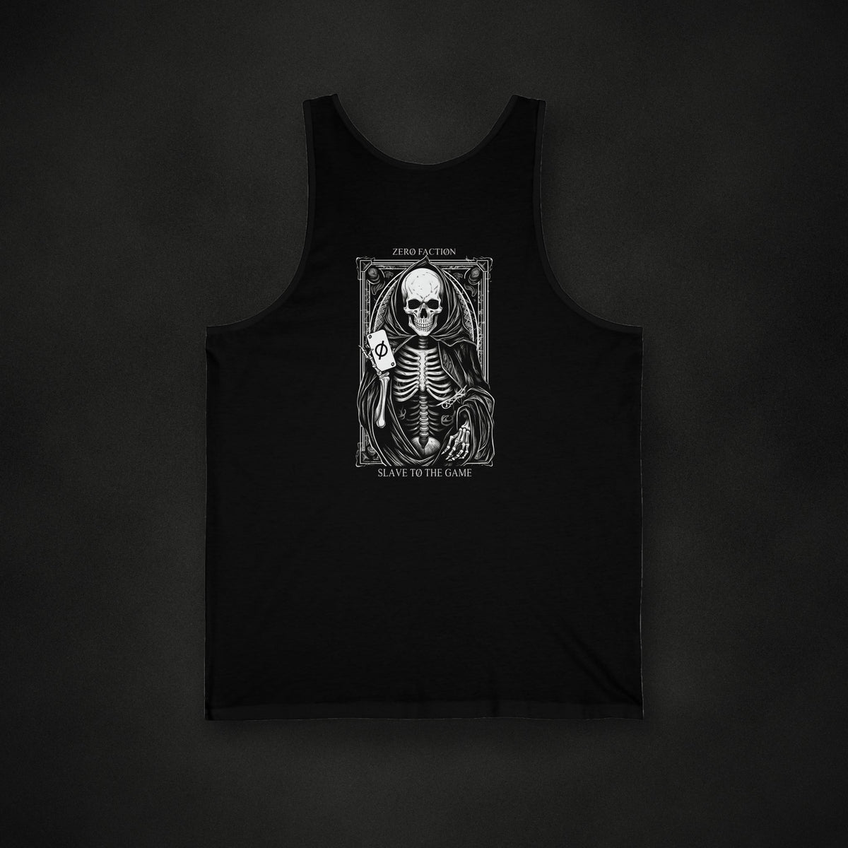 Zero Faction STTG Men's Tank Top, on dark asphalt backdrop