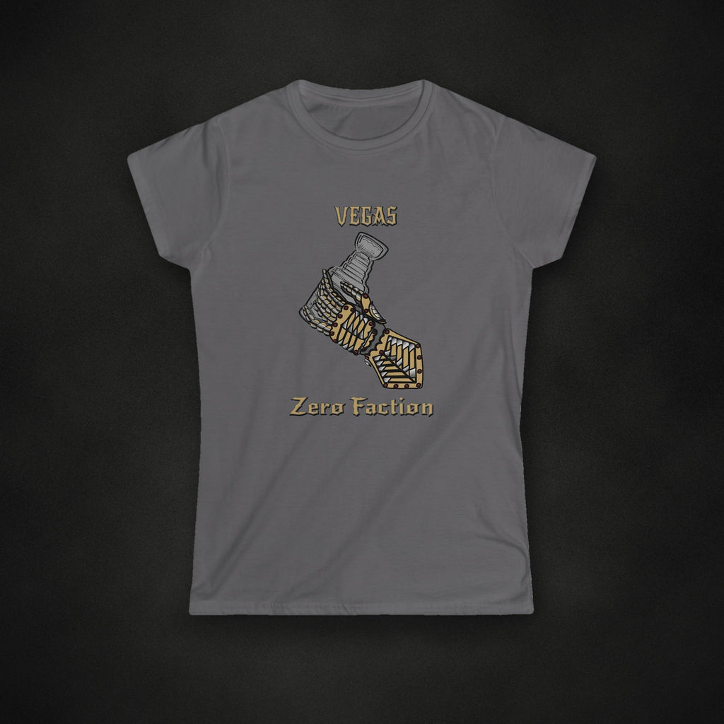 Zero Faction grey knight tee, on dark asphalt backdrop