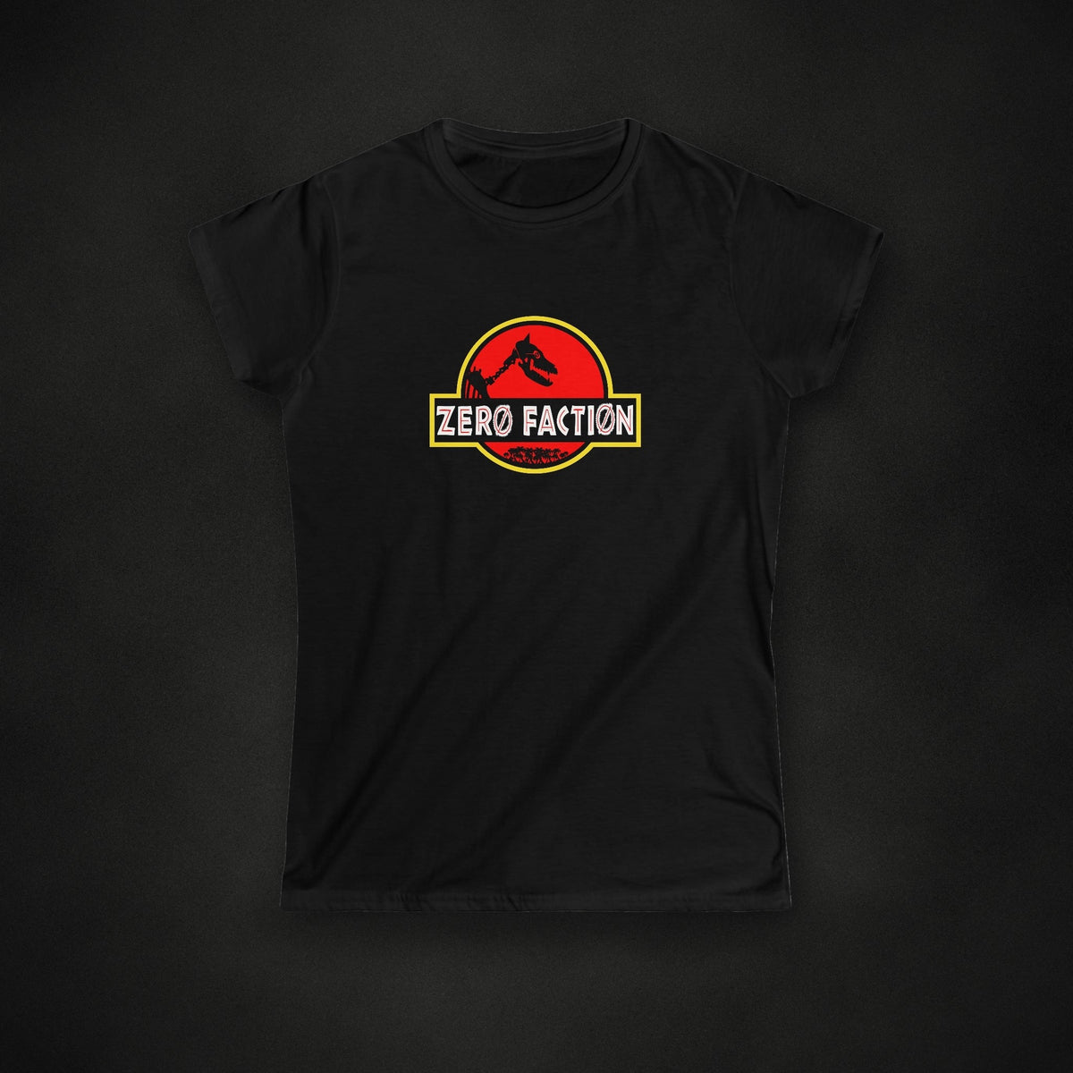 Zero Faction Women's Zero Park Tee, black, on dark asphalt backdrop