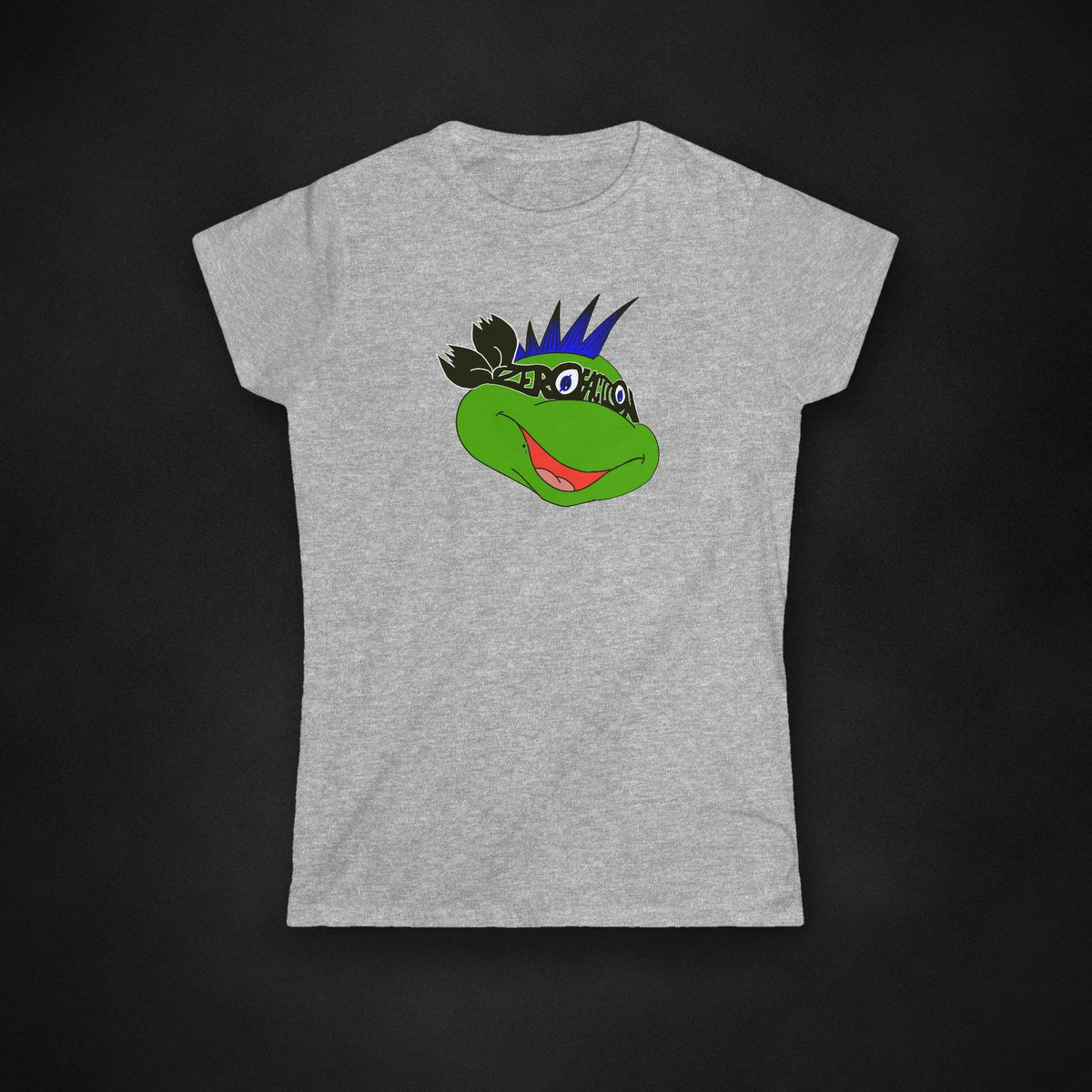 Zero Faction Women's ZMNT Tee, sport grey, on dark asphalt backdrop