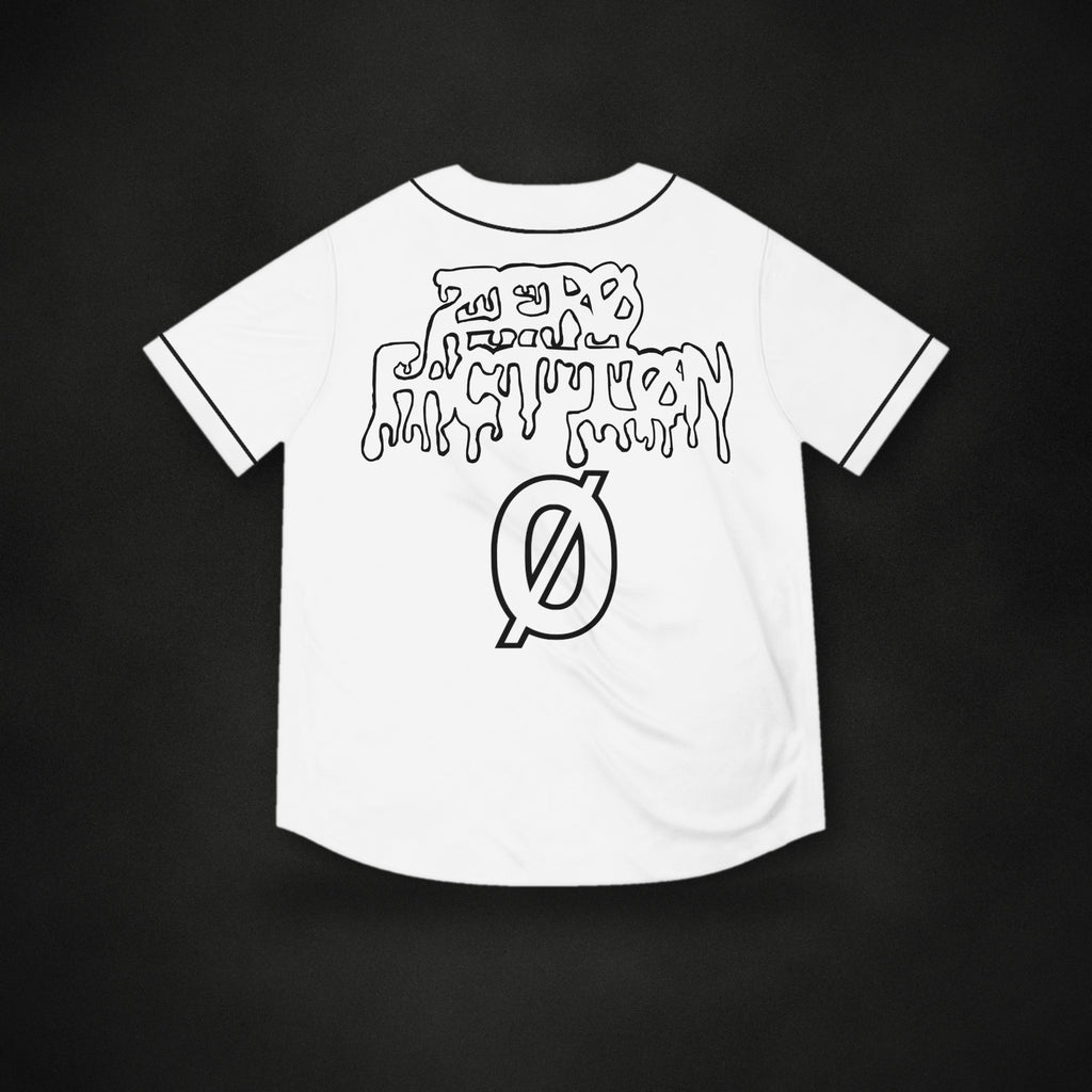 Zero Faction baseball jersey black back, on dark asphalt backdrop
