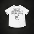 Zero Faction baseball jersey black back, on dark asphalt backdrop