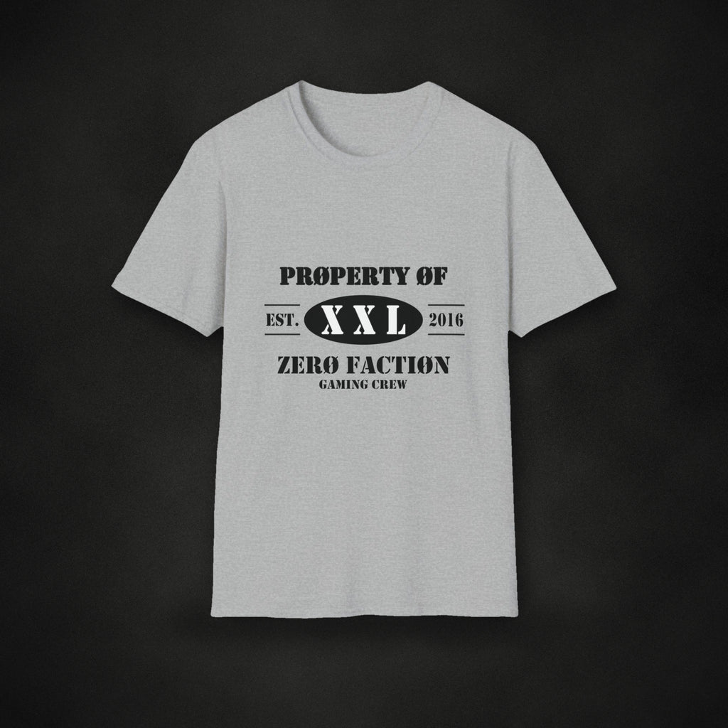 Zero Faction Athletic Dept. Tee, sport grey, on dark asphalt backdrop
