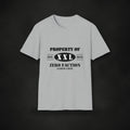 Zero Faction Athletic Dept. Tee, sport grey, on dark asphalt backdrop