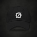 Zero Faction Zero Logo Dad Hat, black, on dark asphalt backdrop