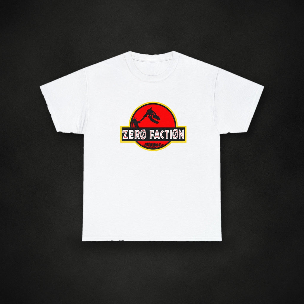 Zero Faction Zero Park Tee, white, on dark asphalt backdrop