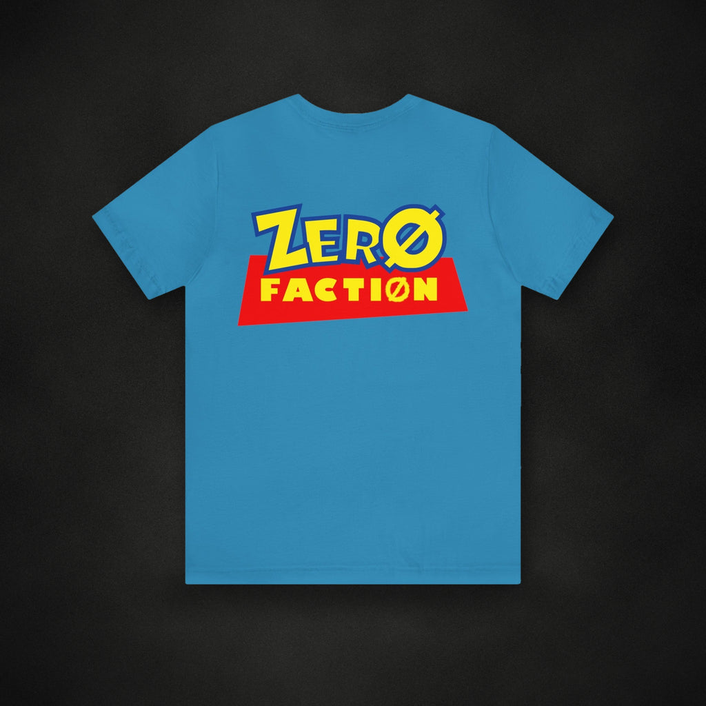 Zero Faction Zero Toys Tee, on dark asphalt backdrop
