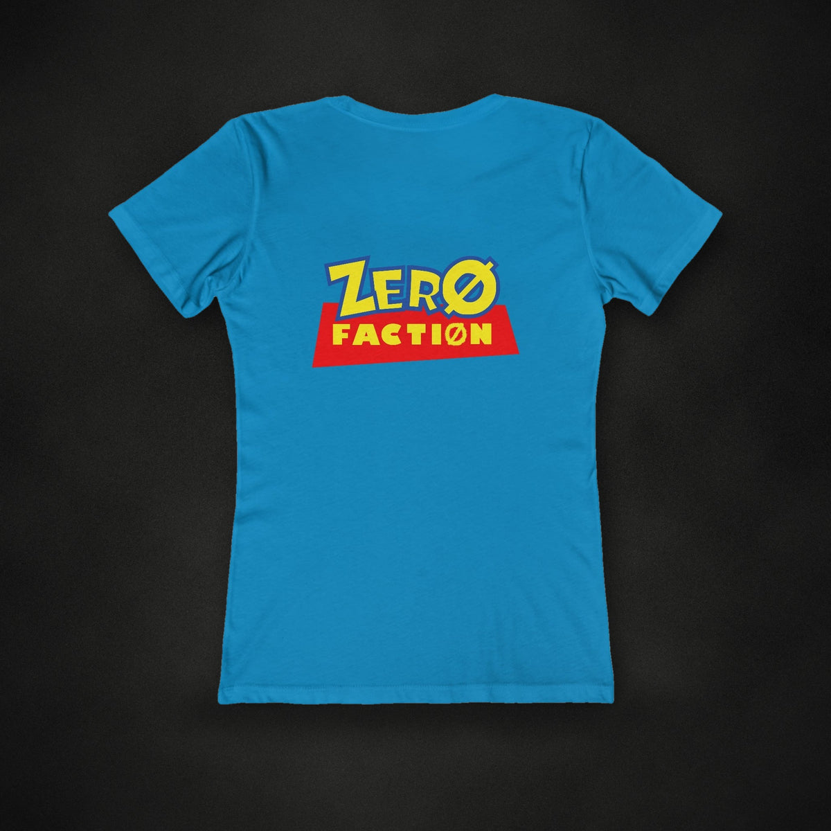 Zero Faction Zero Toy's Premium Women's Tee, on dark asphalt backdrop
