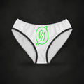 Zero Faction zero women's undies front, on dark asphalt backdrop